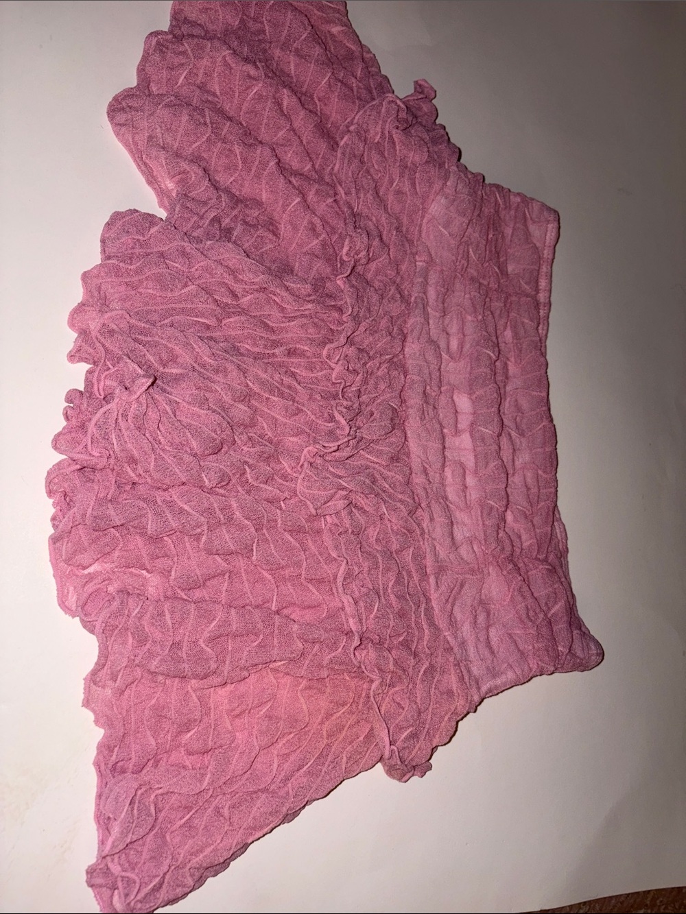 Pink Ruffle Textured Scarf